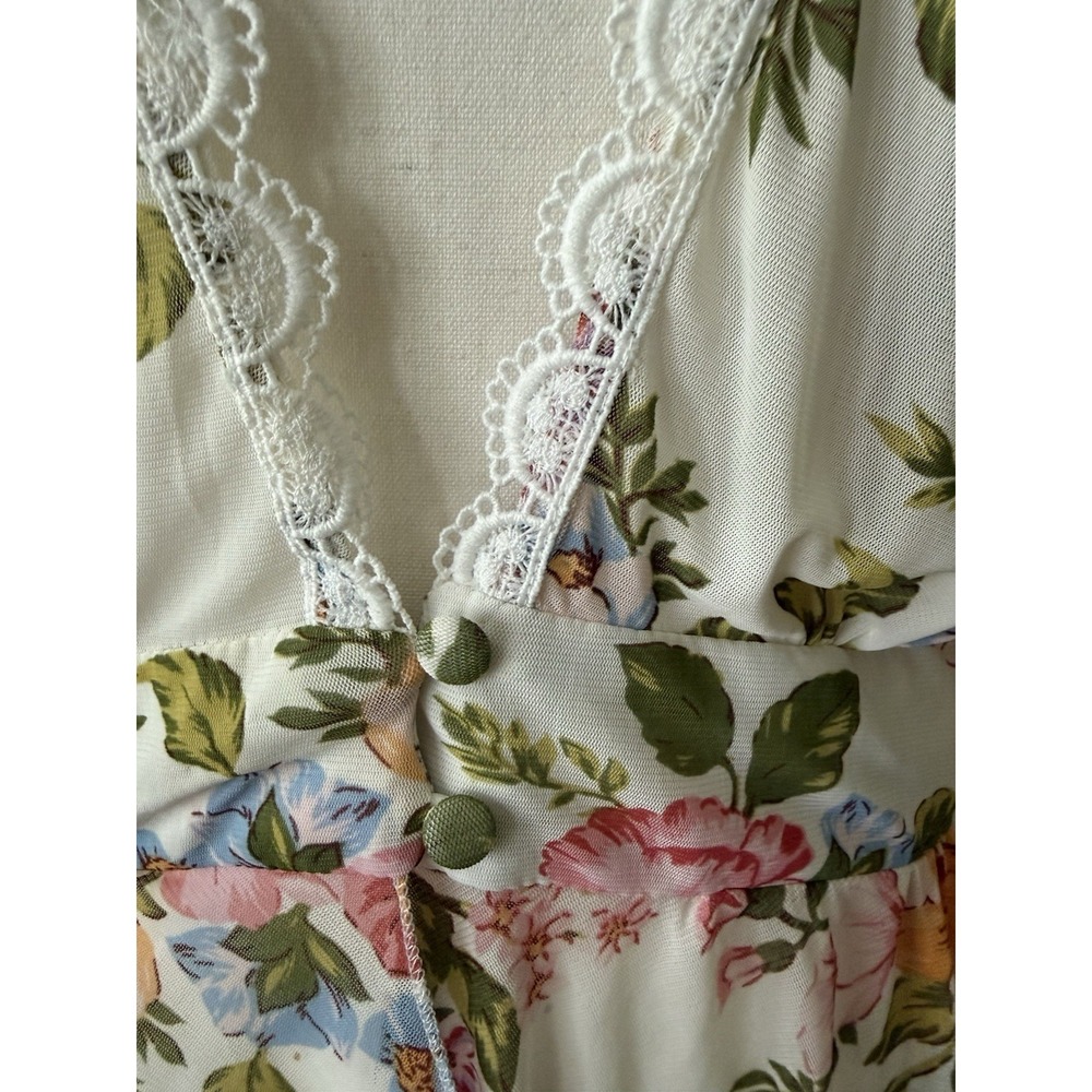 LIFE Love Is For Eternity Floral Kimono Dress M Lace Boho Wedding Guest High Low - Picture 3 of 11